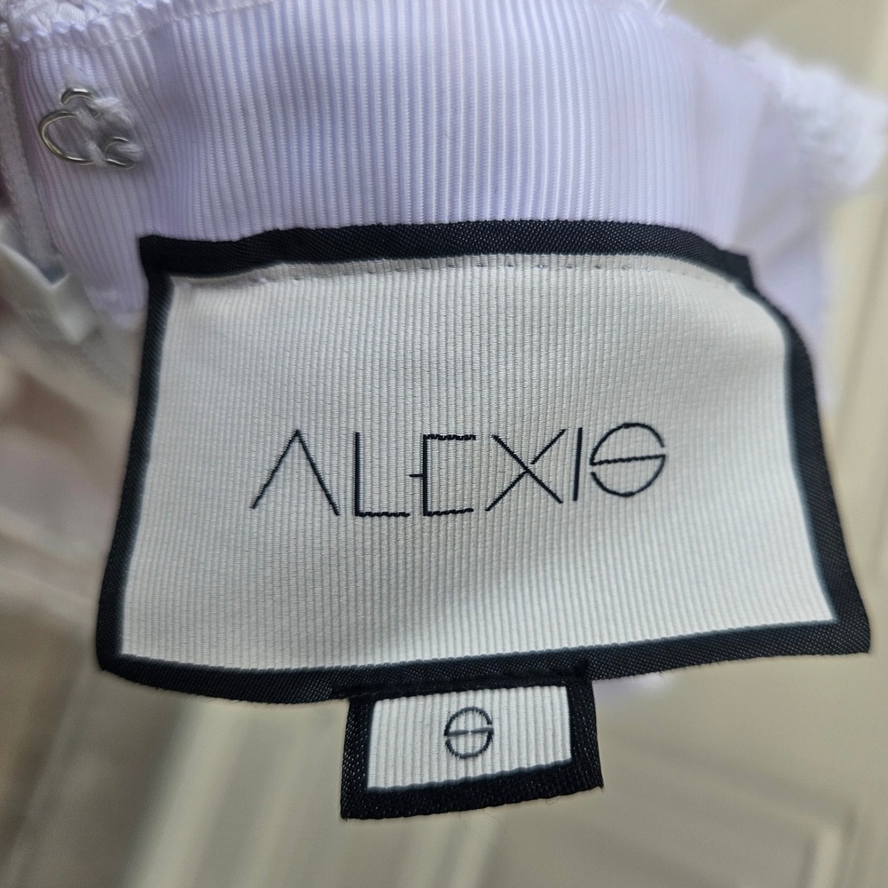 ALEXIS Lyssa Tiered Skirt Dress White Lace Bridal Size Small Wedding Coquette - Picture 7 of 16